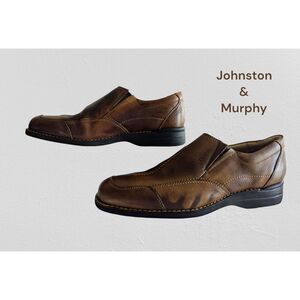 Johnston & Murphy pebble leather slip on brown loafers shoes  Sz 12M